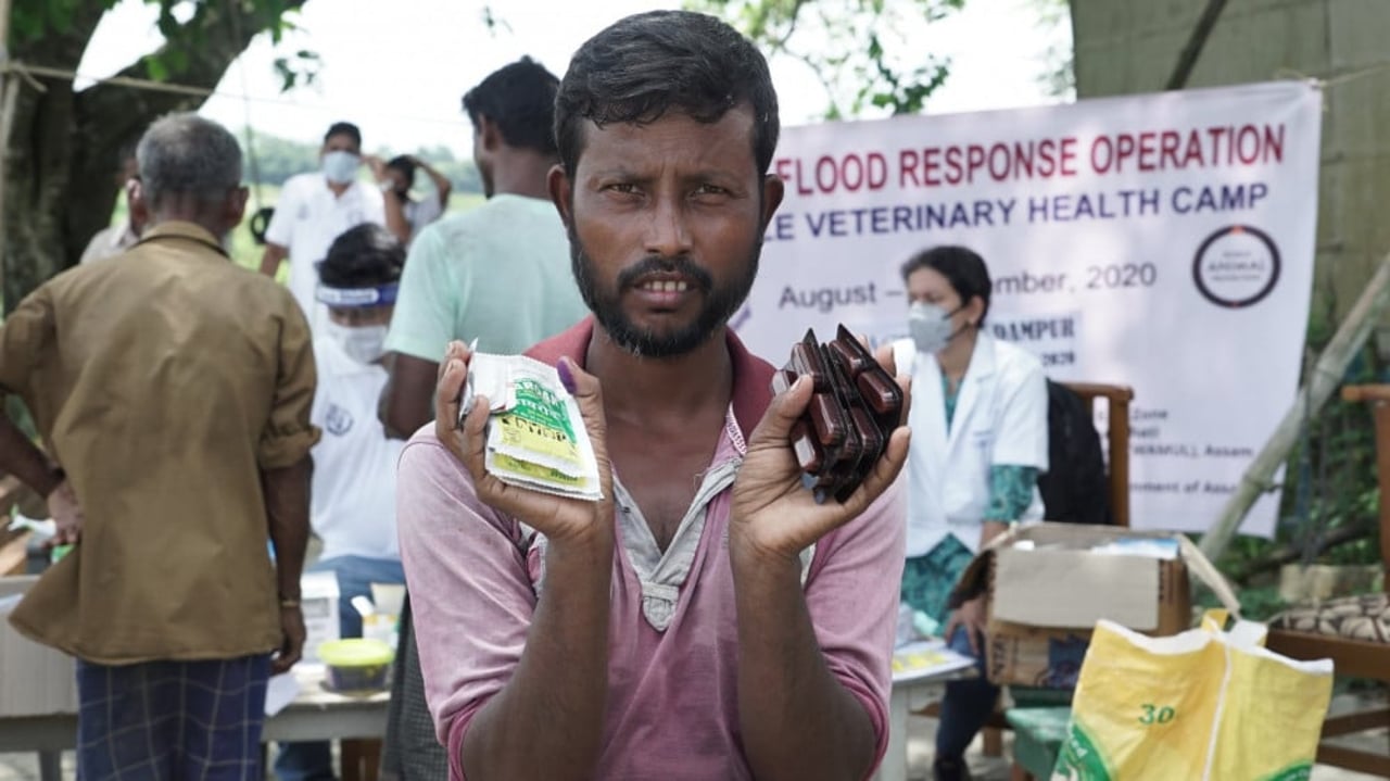 disasters, medicines provided to people in assam flood