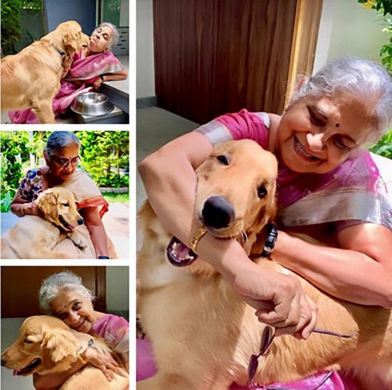 Sudha Murty with dog