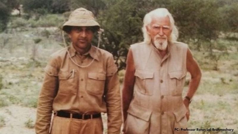 George Adamson with Indian wildlife researcher Professor Ratan Lal Brahmachary in Kenya